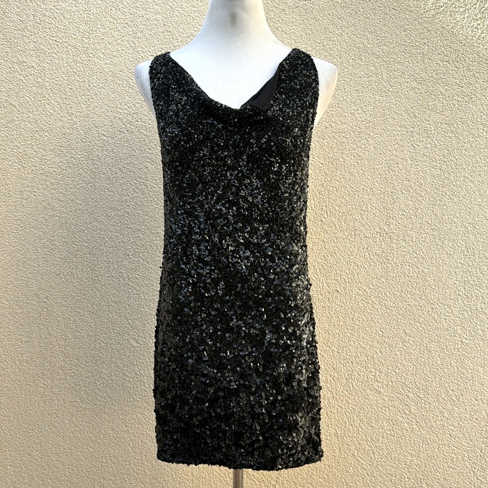 All Saints Spitalfields mini black sequined dress, Sz 6
